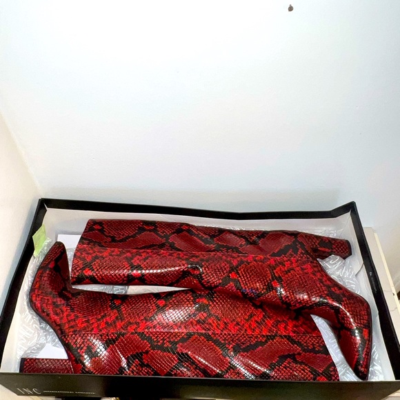 INC Red PAITON Snake Print Heeled Boots INC International Concepts - Picture 13 of 14